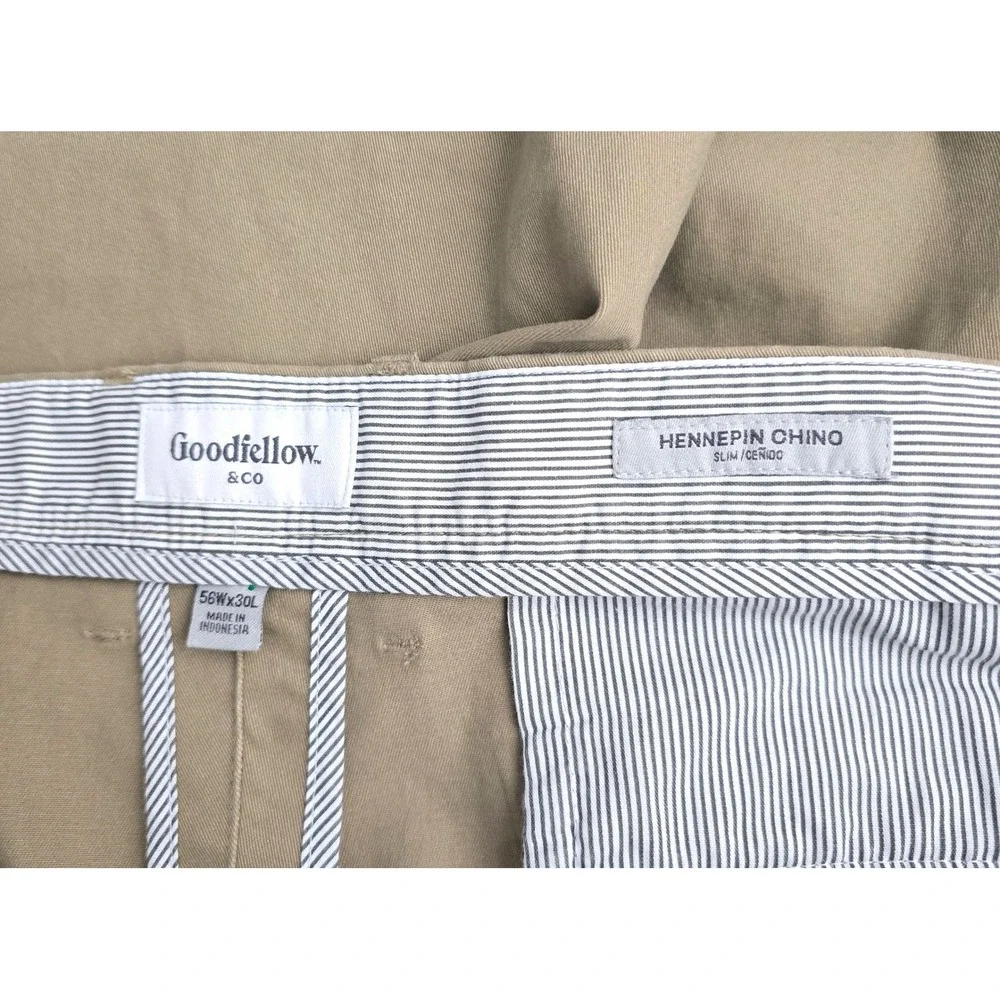 Goodfellow Slim Chino‎ Big & Tall Stretch Khaki Men Pants 56 X30 New